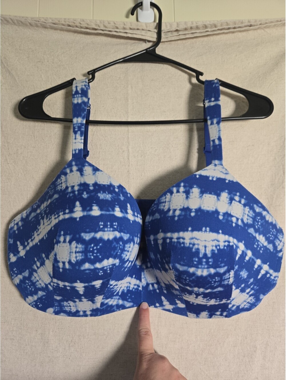 Lane Bryant Cacique Bra Size 40DDD blue No Underwire Push Up Tie Die